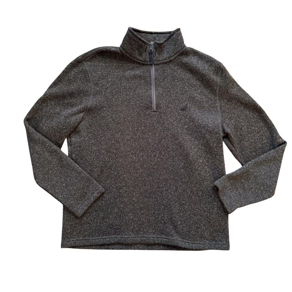 Nautica 1/4 zip Pullover sweatshirt Mens M Gray Fleece Athletic Athleisure‎ Fall